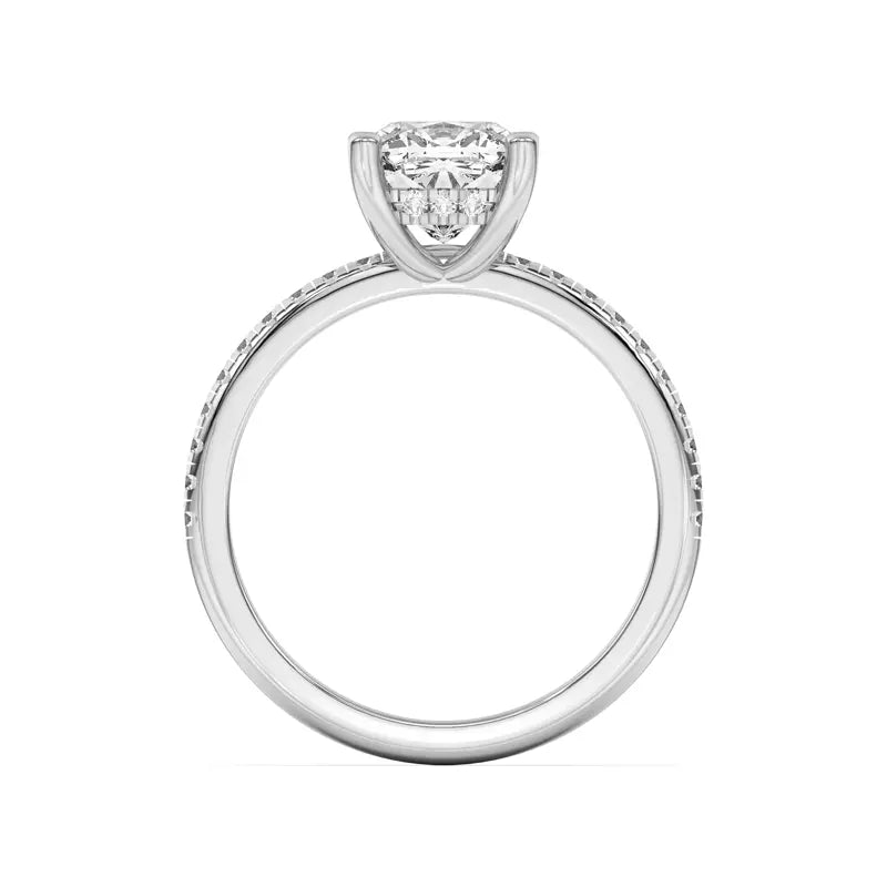 Classic Hidden Halo Pavé Cushion Engagement Ring