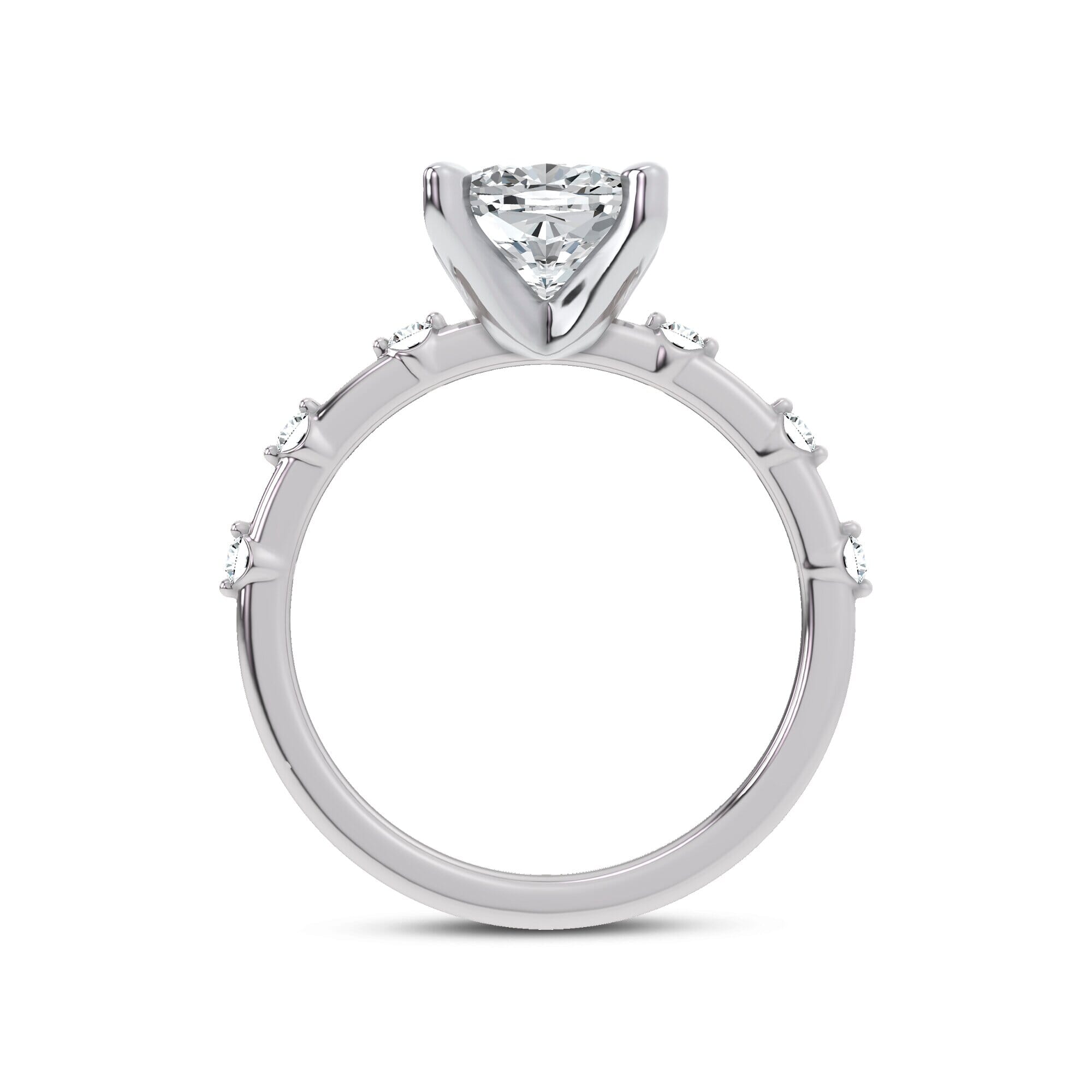 Starlight Spaced Diamond Engagement Cushion Ring