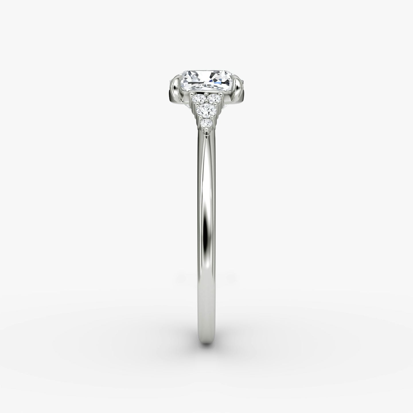 The Side Cluster Cathedral Cushion Engagement Ring