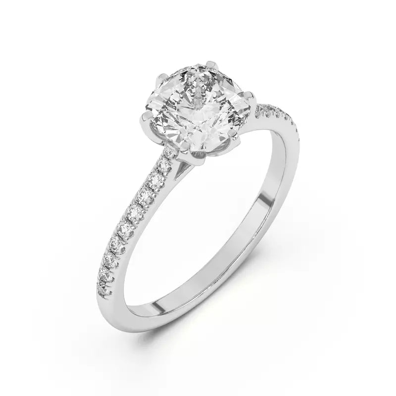 Tulip Inspired 6 Prong Cushion Engagement Ring