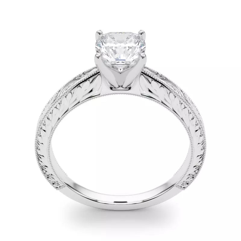 Vintage-Inspired Solitaire Engagement Cushion Ring
