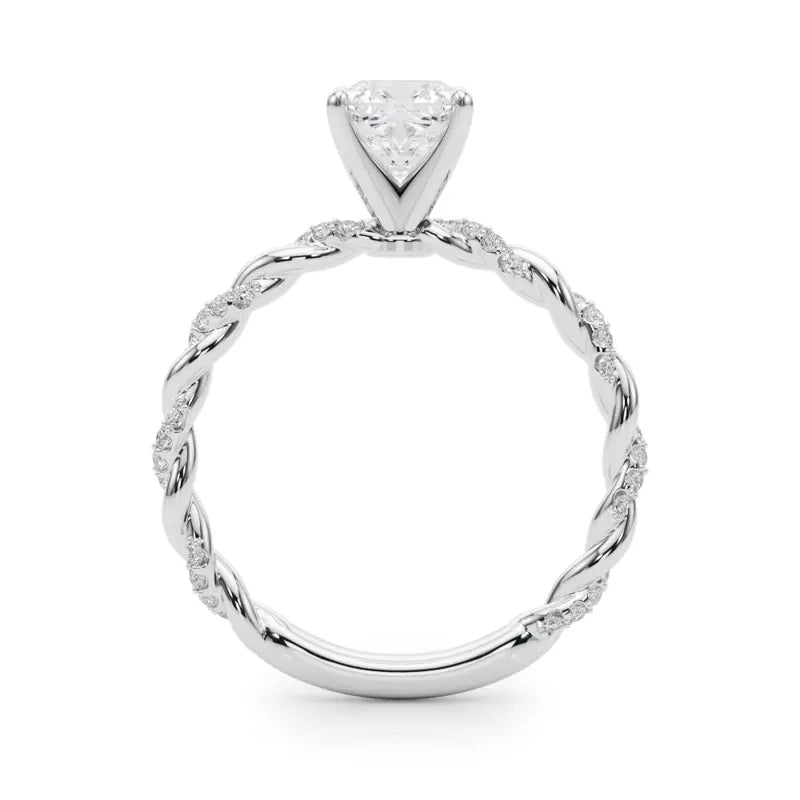 lab Diamond Cushion Twist Engagement Ring
