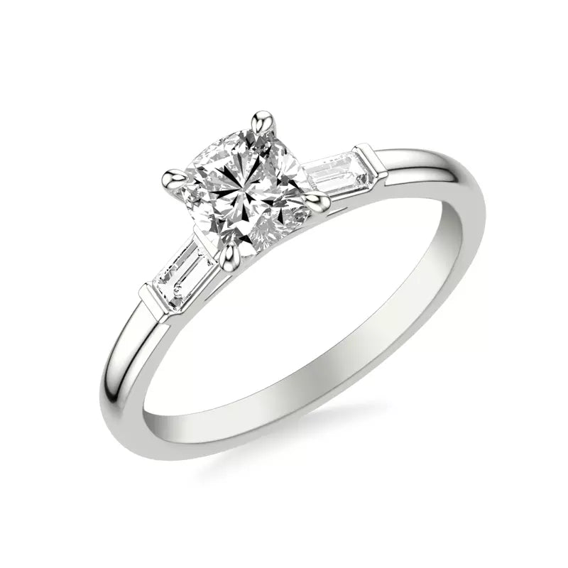 Classic 3-Stone Engagement Cushion Ring