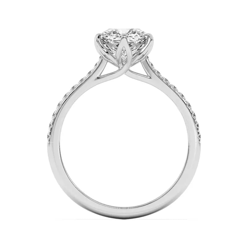 Tulip Inspired 6 Prong Cushion Engagement Ring