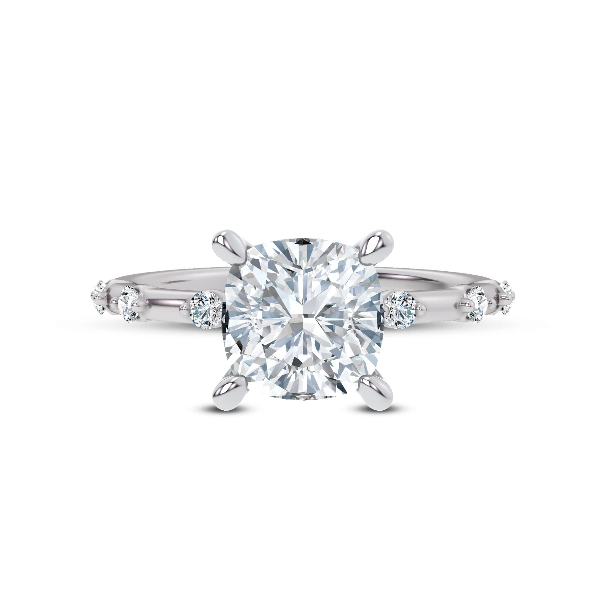 Starlight Spaced Diamond Engagement Cushion Ring