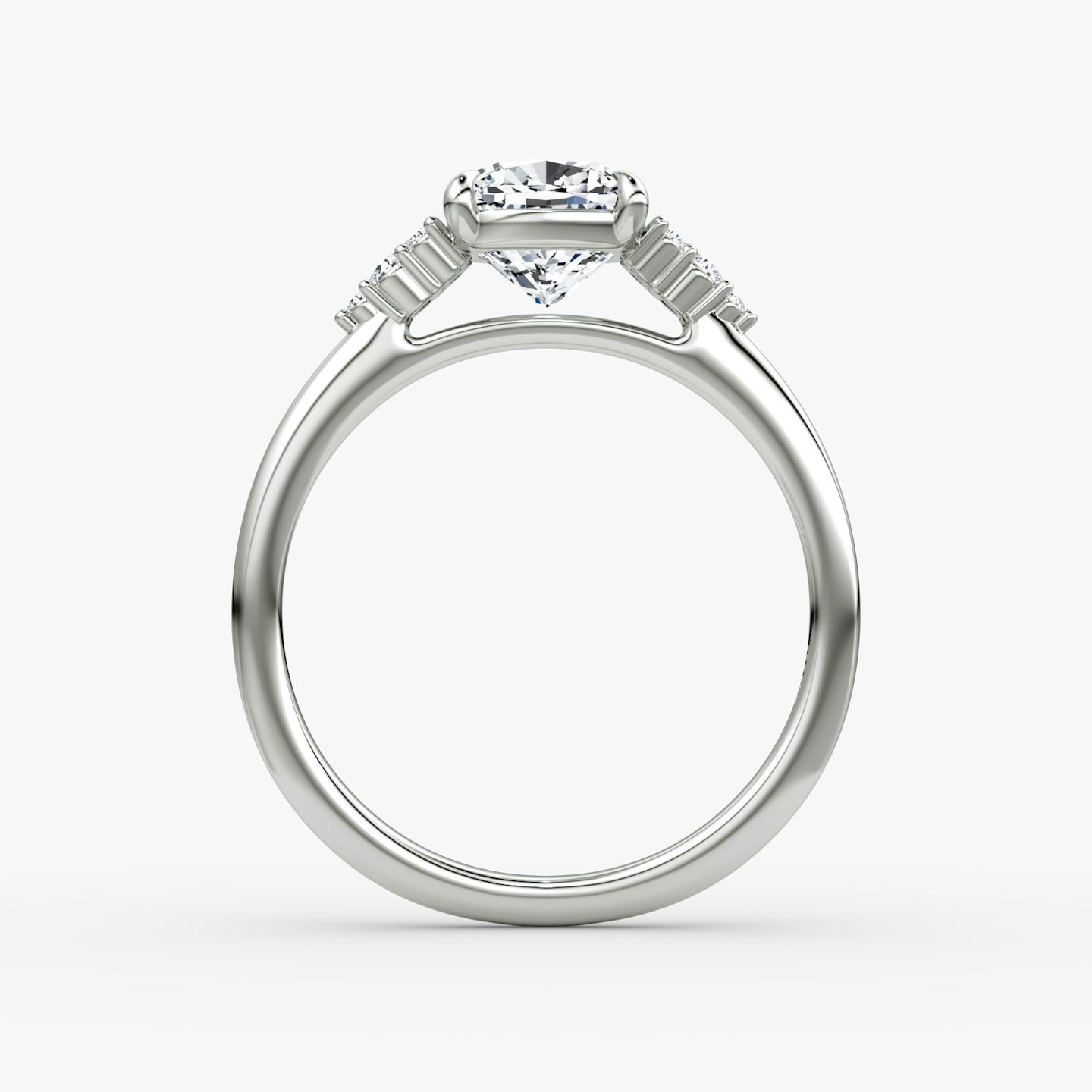 The Side Cluster Cathedral Cushion Engagement Ring