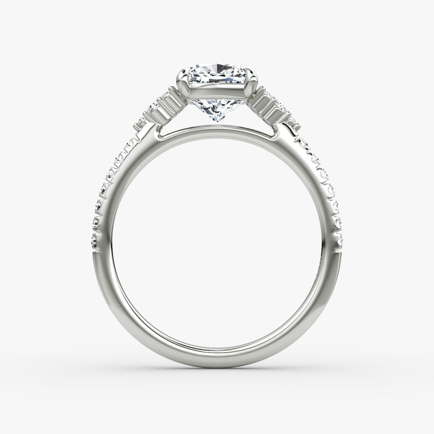 The Side Cluster Cathedral Cushion Engagement Ring