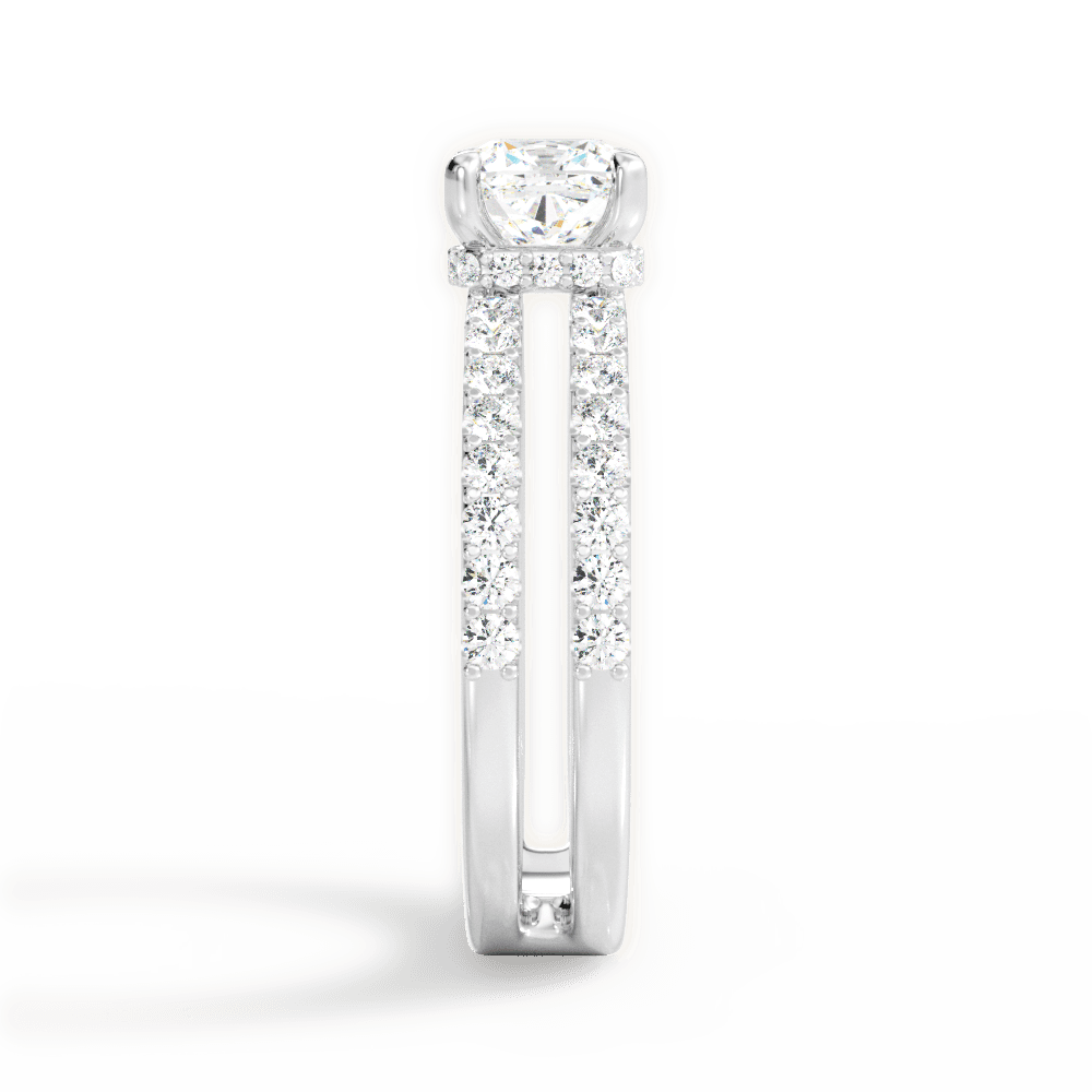 Cushion Shaped  Double Row Diamond Engagement Ring