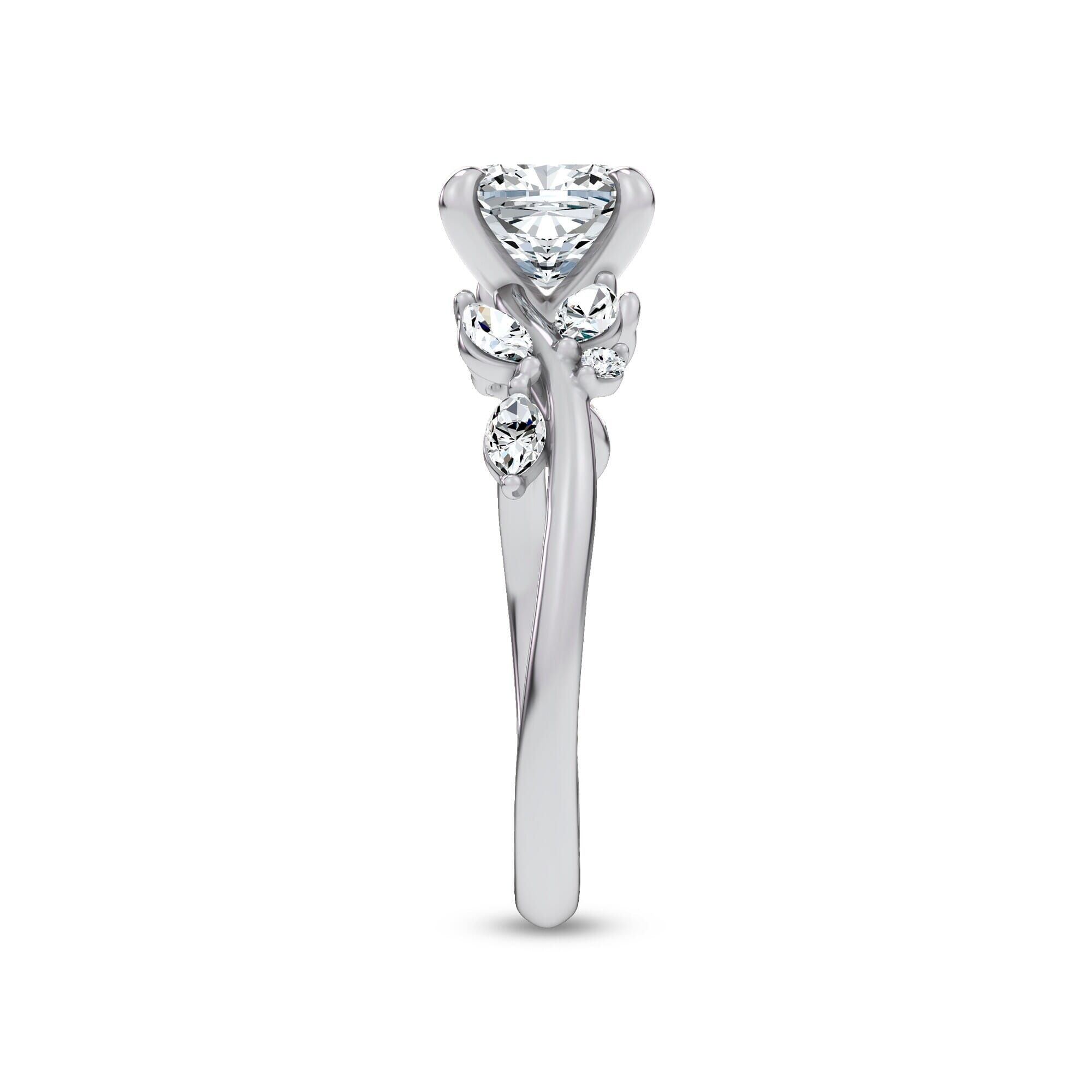 Nature-Inspired Engagement Cushion Ring