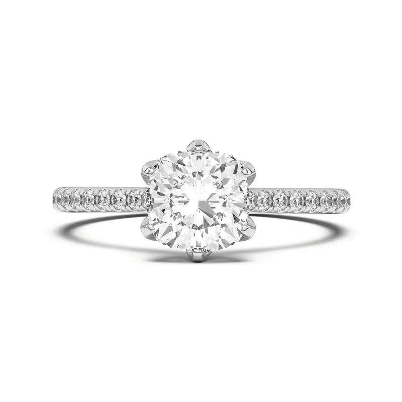 Tulip Inspired 6 Prong Cushion Engagement Ring