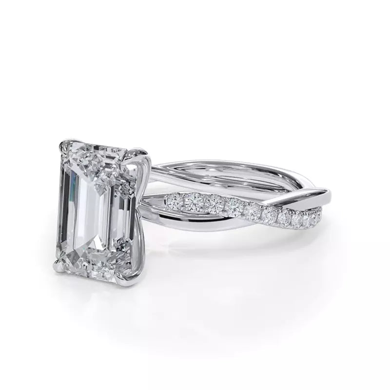 Pavé Twist Emerald Engagement Ring