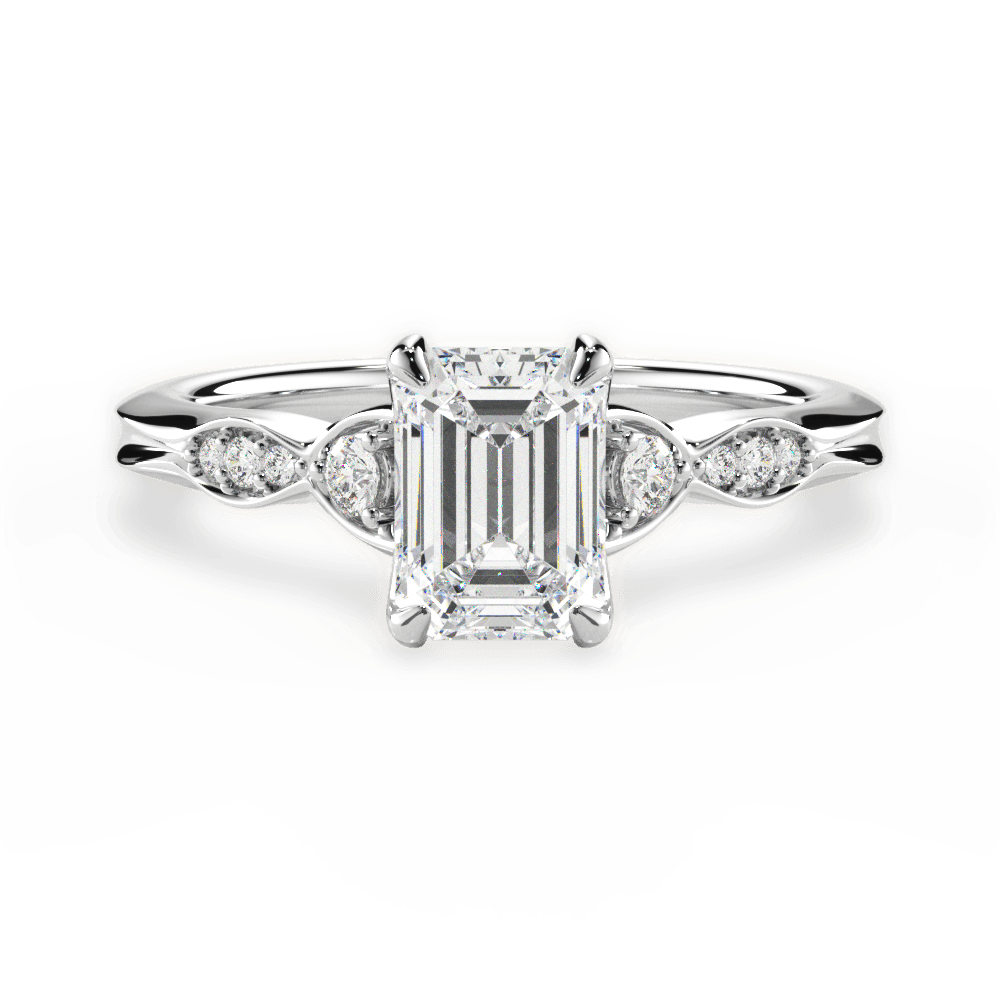 Emerald Cut Vintage Diamond Accent Engagement Ring