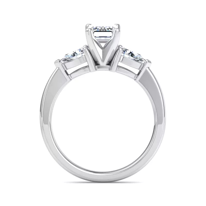 Three-Stone Lab Emerald Engagement Ring