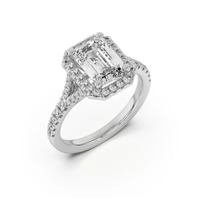 Timeless Halo Emerald Engagement Ring