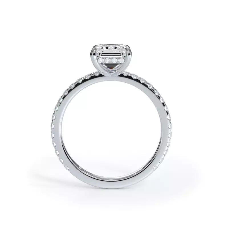 Pavé Hidden Halo Emerald Engagement Ring