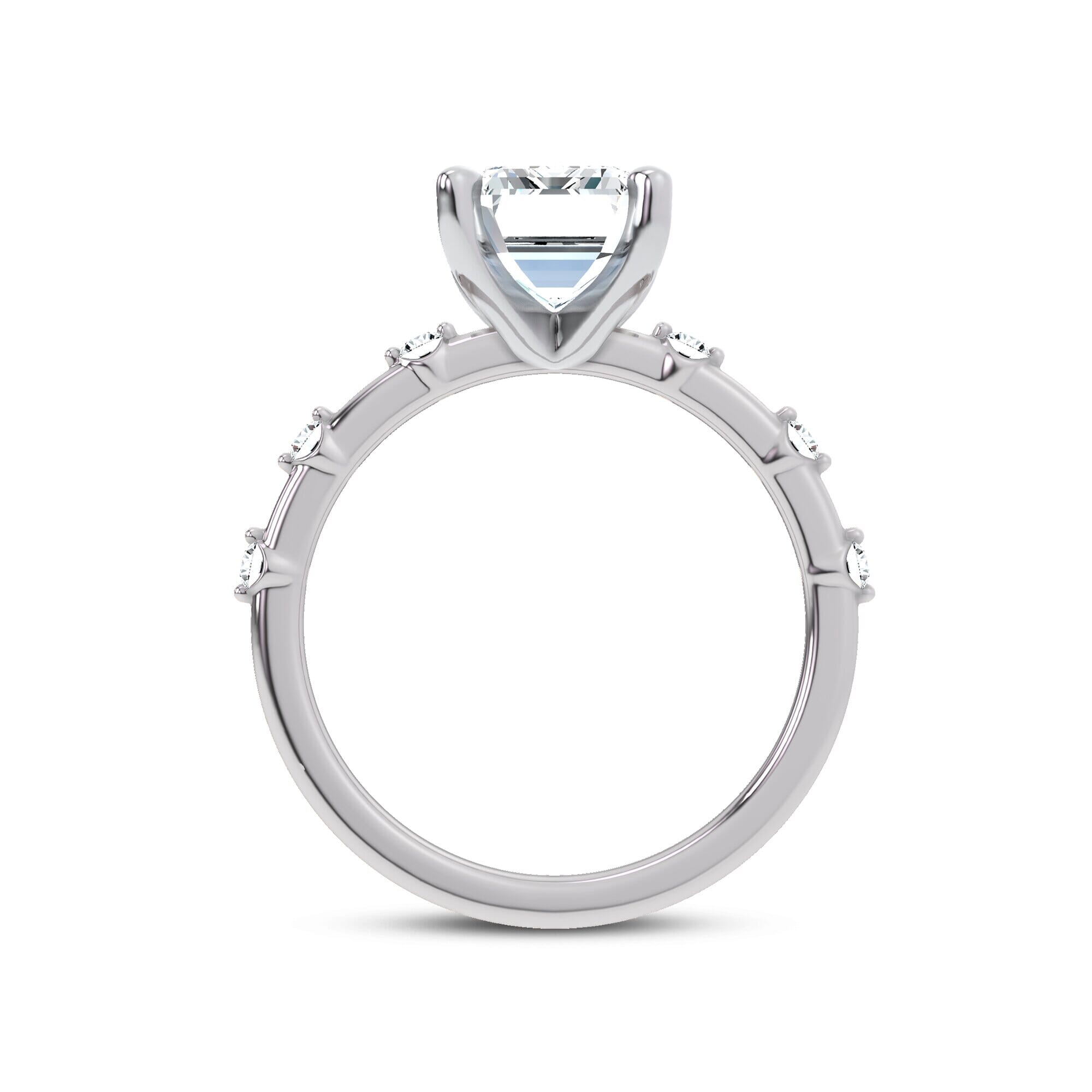 Starlight Spaced Diamond Engagement Emerald Ring