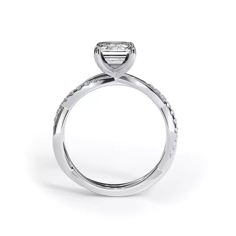 Pavé Twist Emerald Engagement Ring