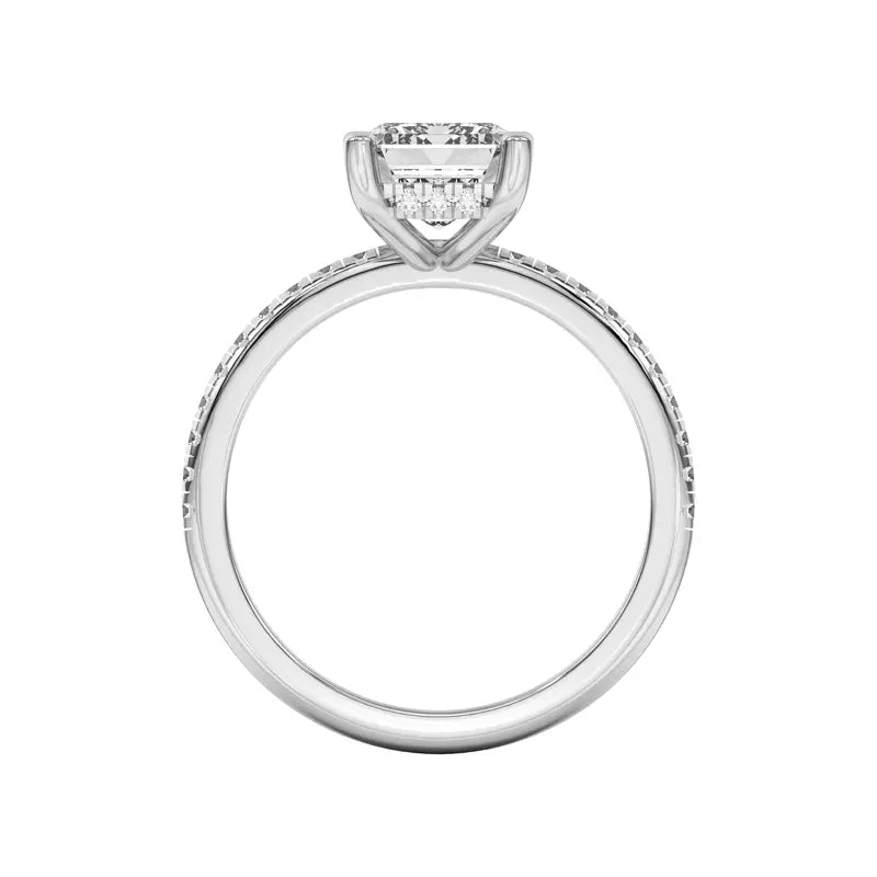 Classic Hidden Halo Pavé Emerald Engagement Ring