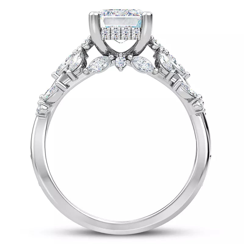 Butterfly And Bee Vine Twist Emerald Engagement Ring