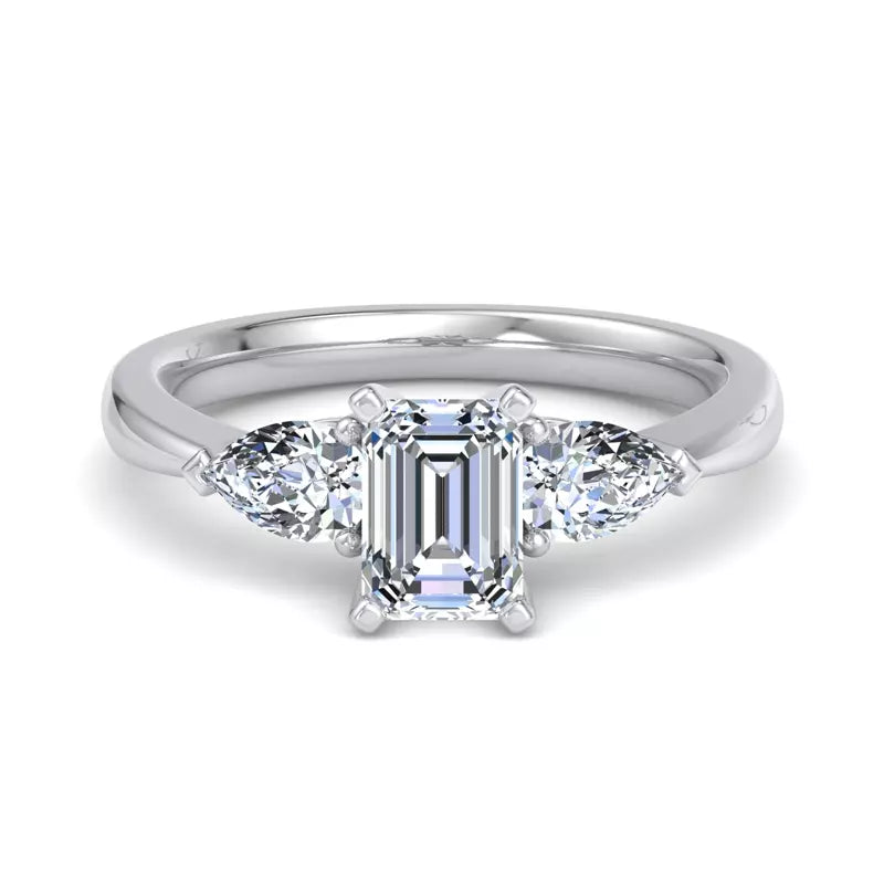 Three-Stone Lab Emerald Engagement Ring