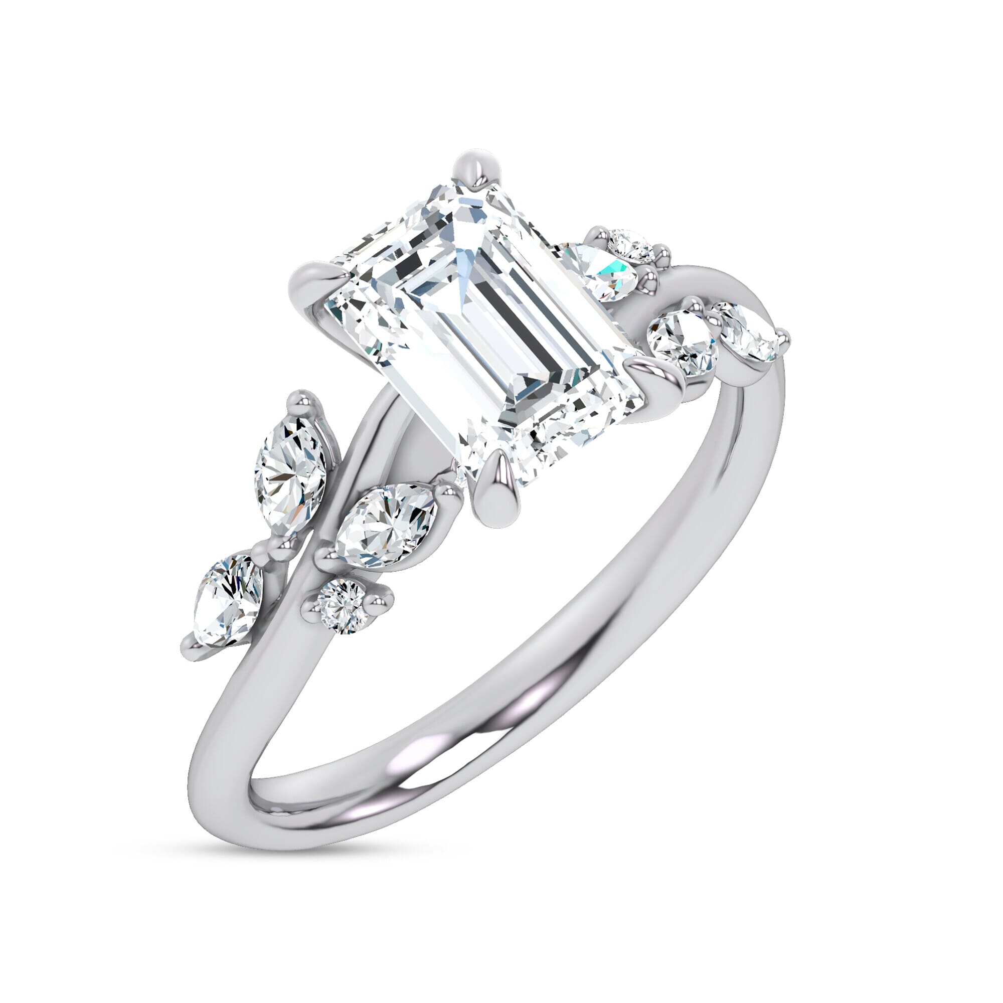 Nature-Inspired Engagement Emerald Ring