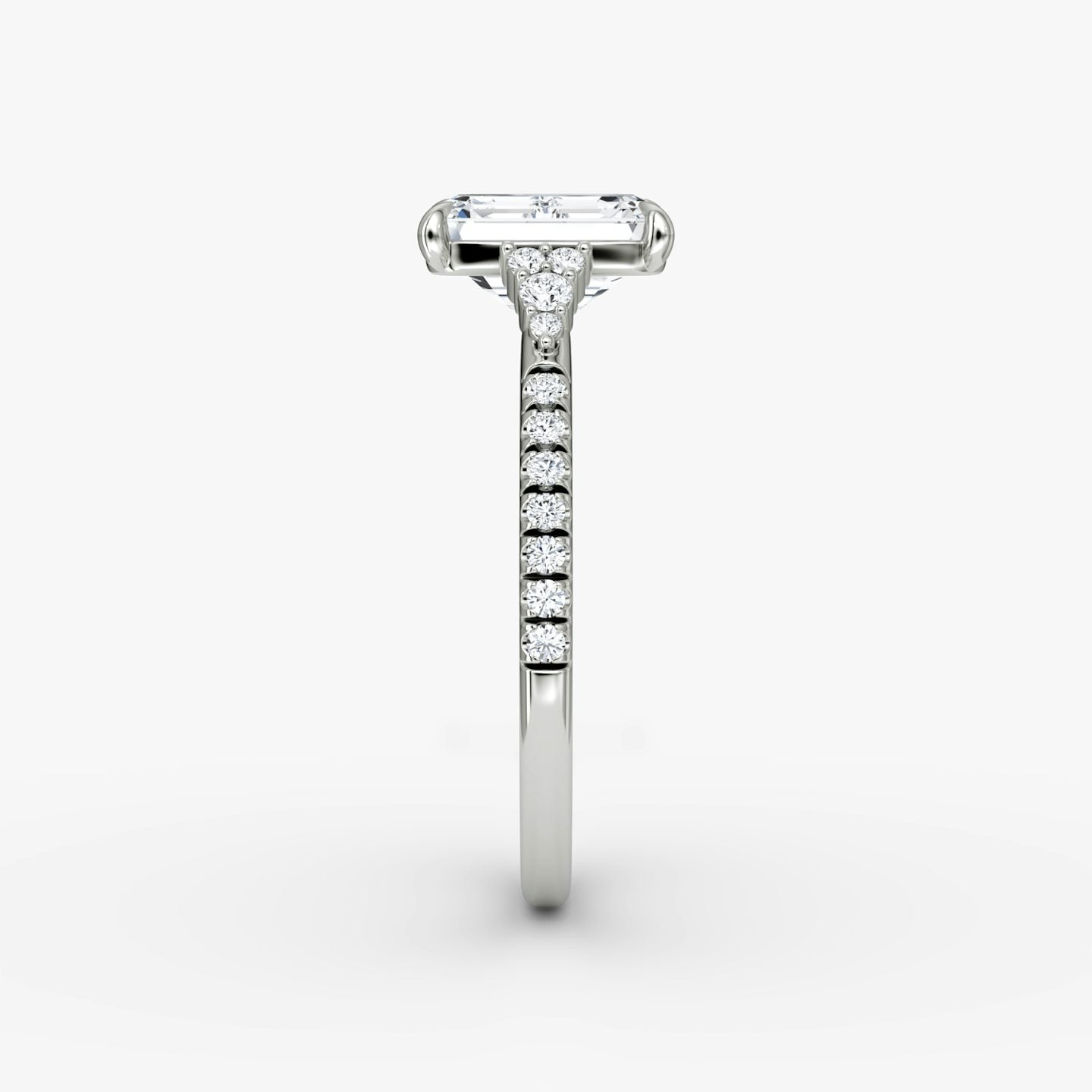 The Side Cluster Cathedral Emerald Engagement Ring