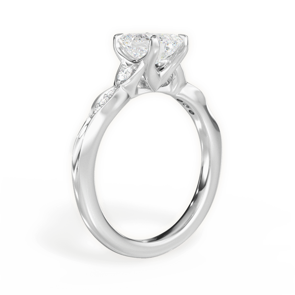 Emerald Cut Vintage Diamond Accent Engagement Ring