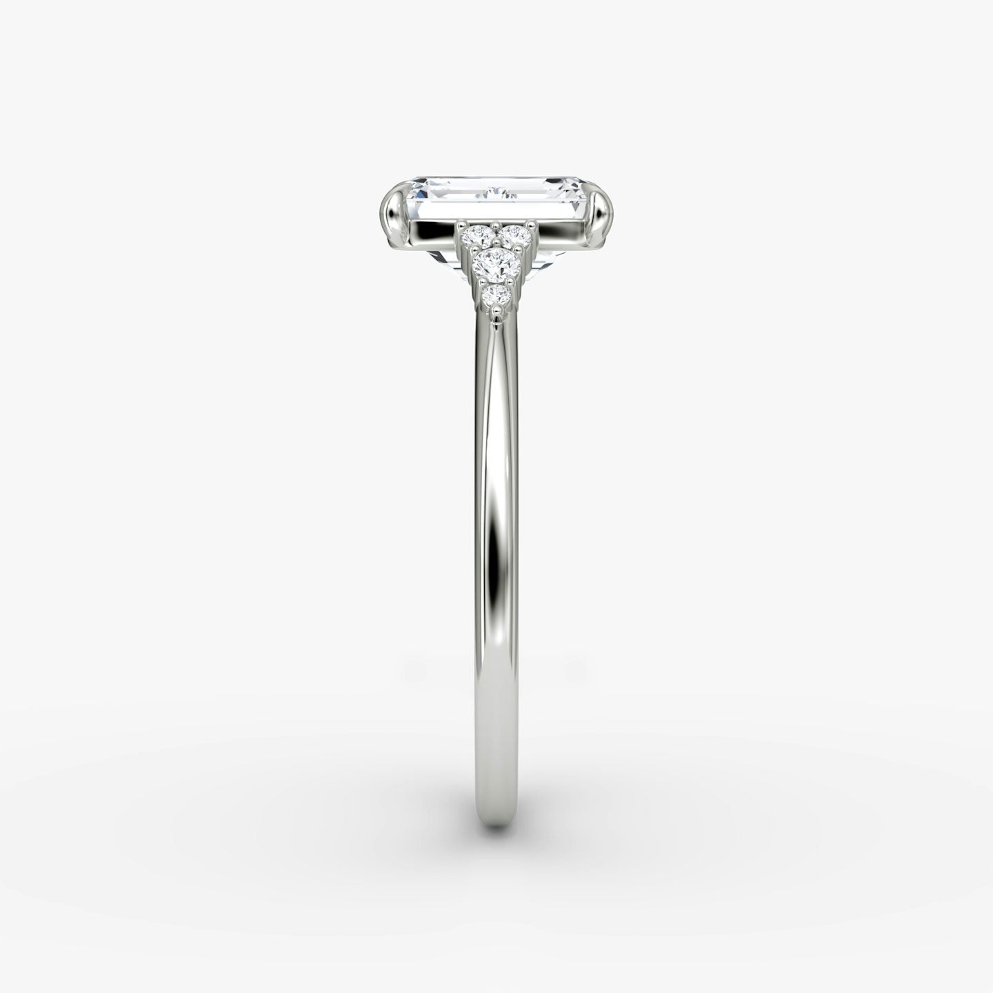 The Side Cluster Cathedral Emerald Engagement Ring