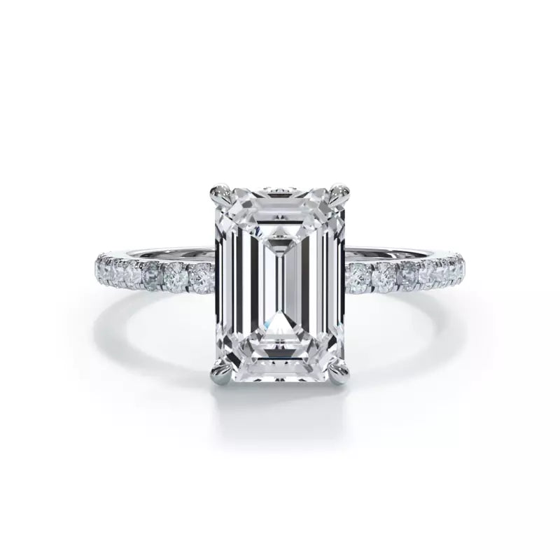 Pavé Hidden Halo Emerald Engagement Ring