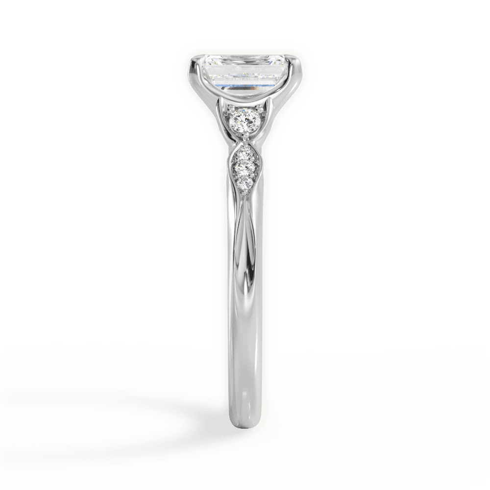 Emerald Cut Vintage Diamond Accent Engagement Ring