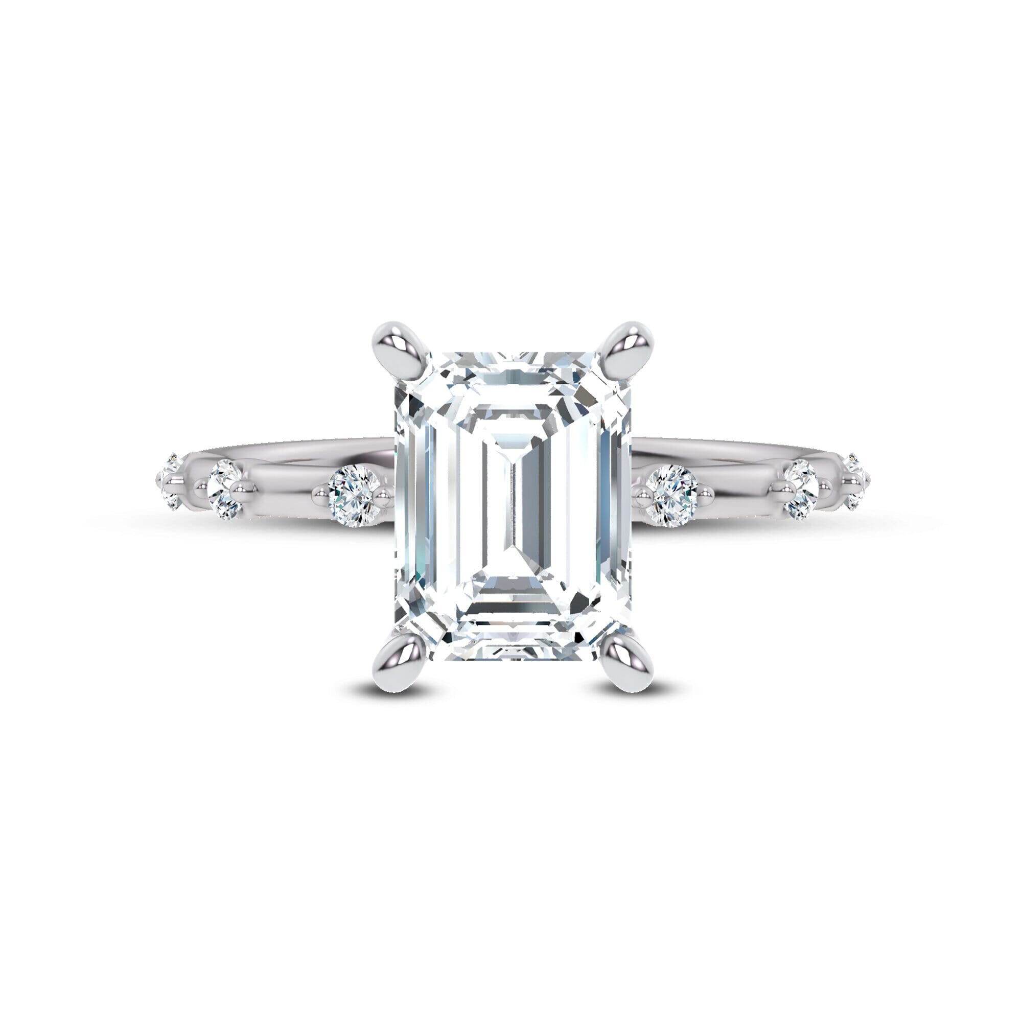 Starlight Spaced Diamond Engagement Emerald Ring