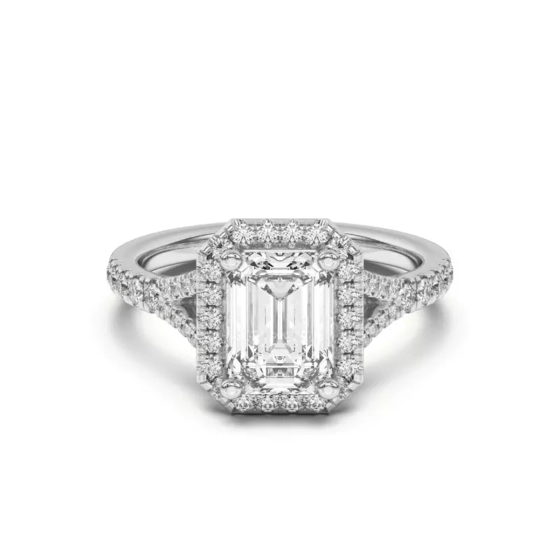 Timeless Halo Emerald Engagement Ring