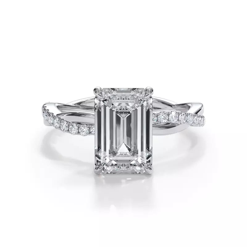 Pavé Twist Emerald Engagement Ring