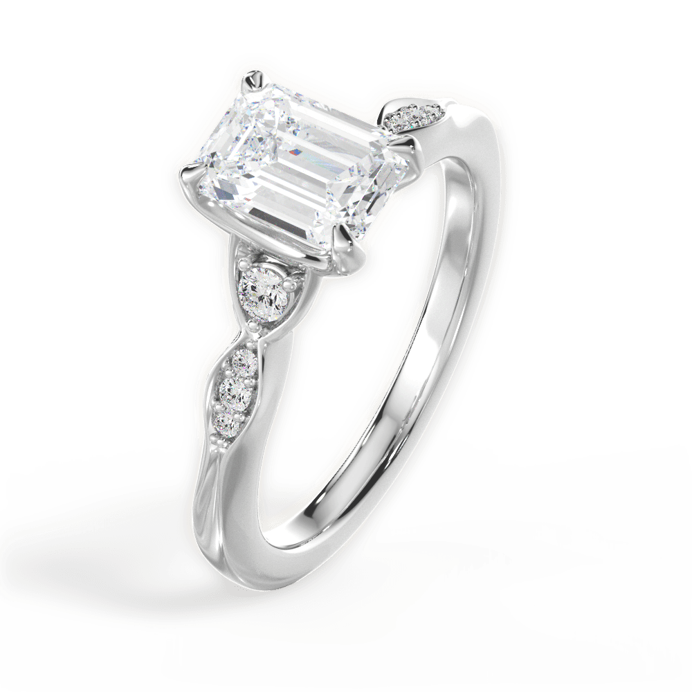Emerald Cut Vintage Diamond Accent Engagement Ring