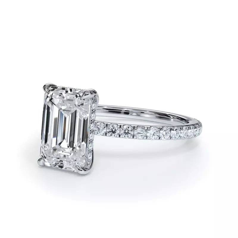 Pavé Hidden Halo Emerald Engagement Ring