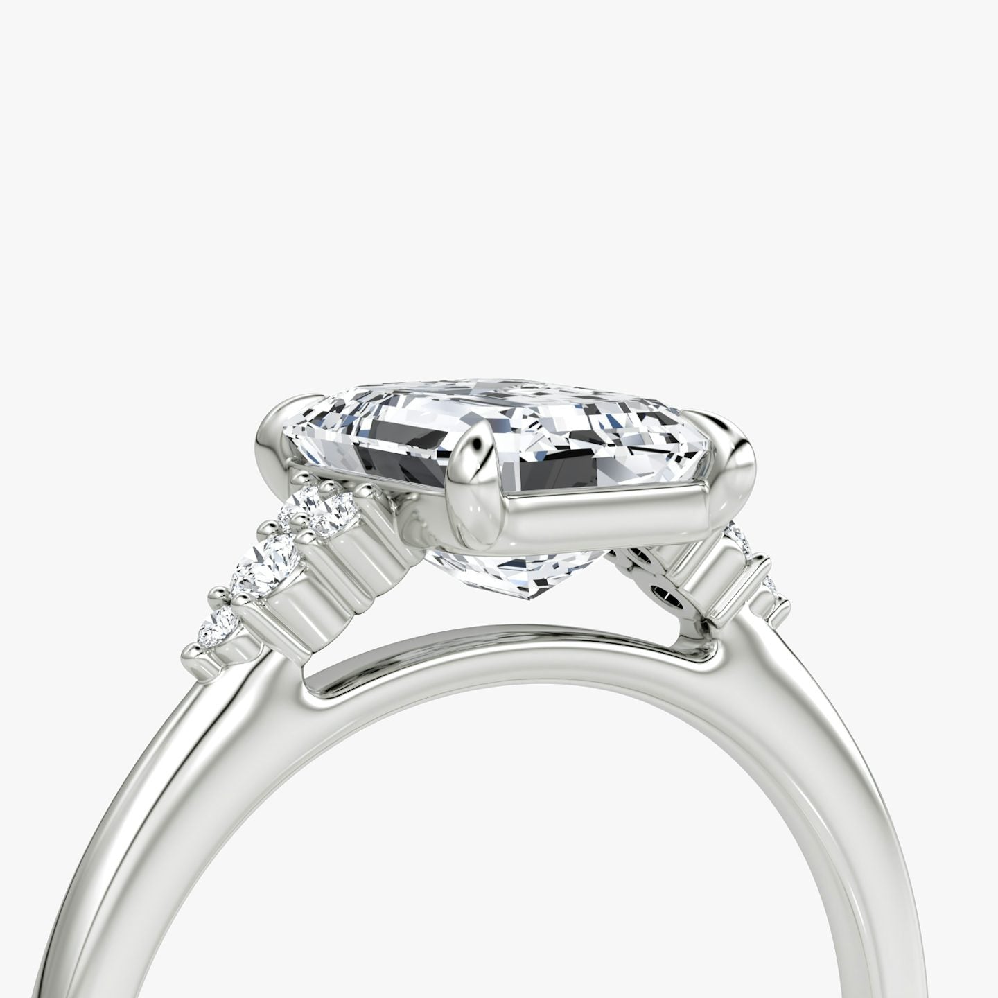The Side Cluster Cathedral Emerald Engagement Ring