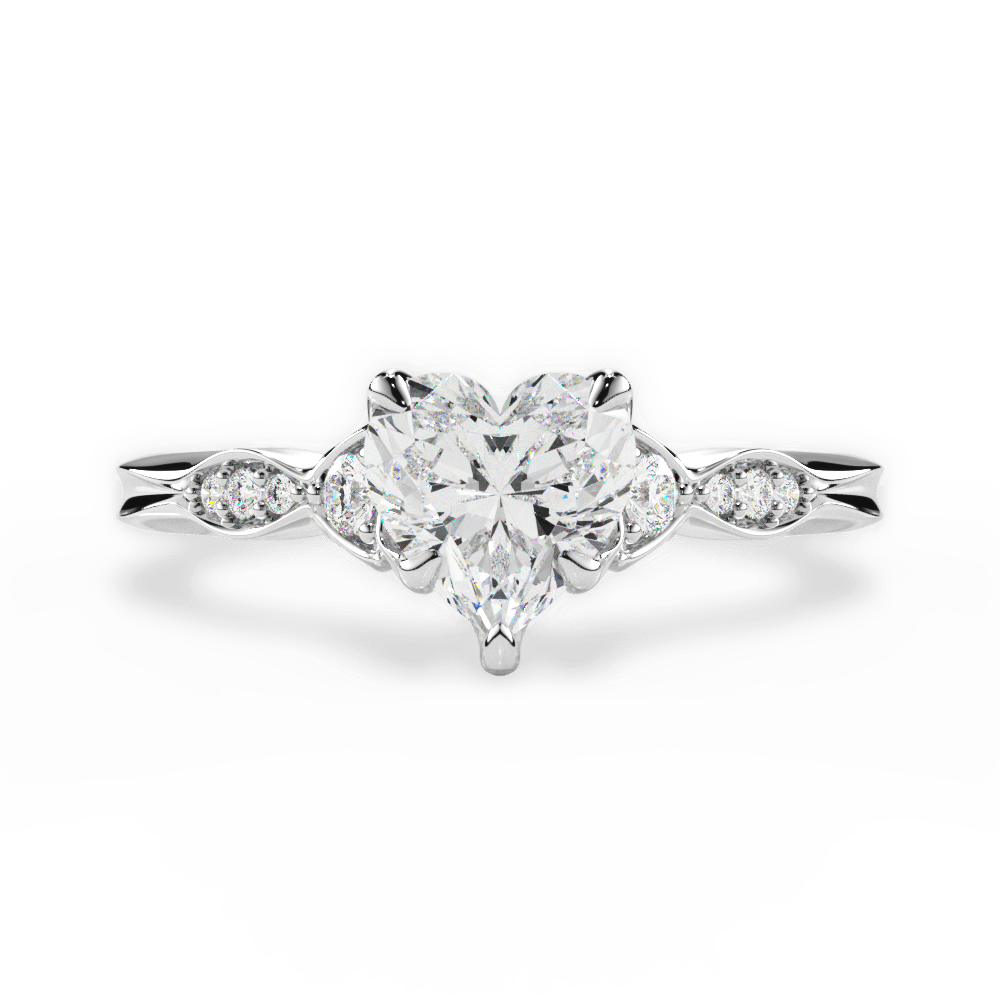 Heart Cut Vintage Diamond Accent Engagement Ring