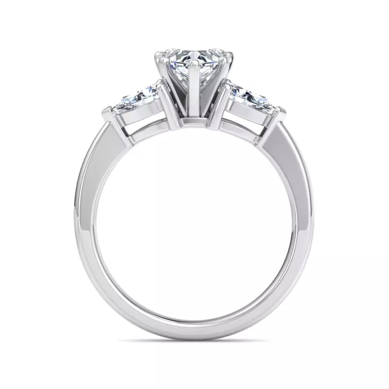 Three-Stone Lab Heart Engagement Ring