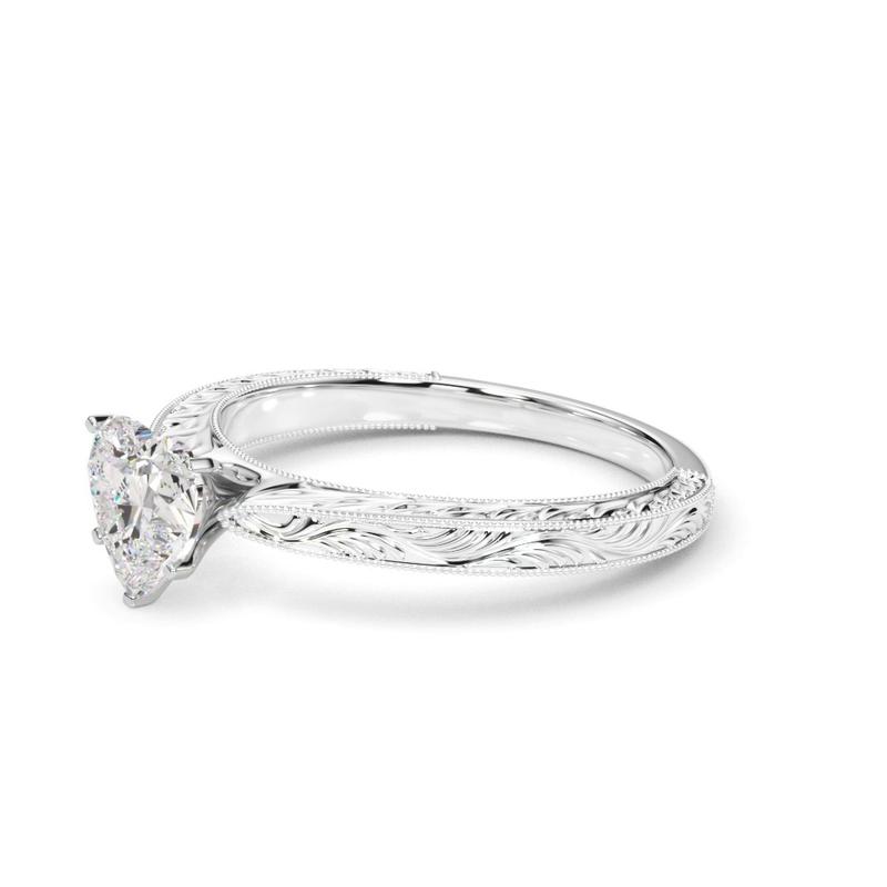 Vintage-Inspired Solitaire Engagement Heart Ring