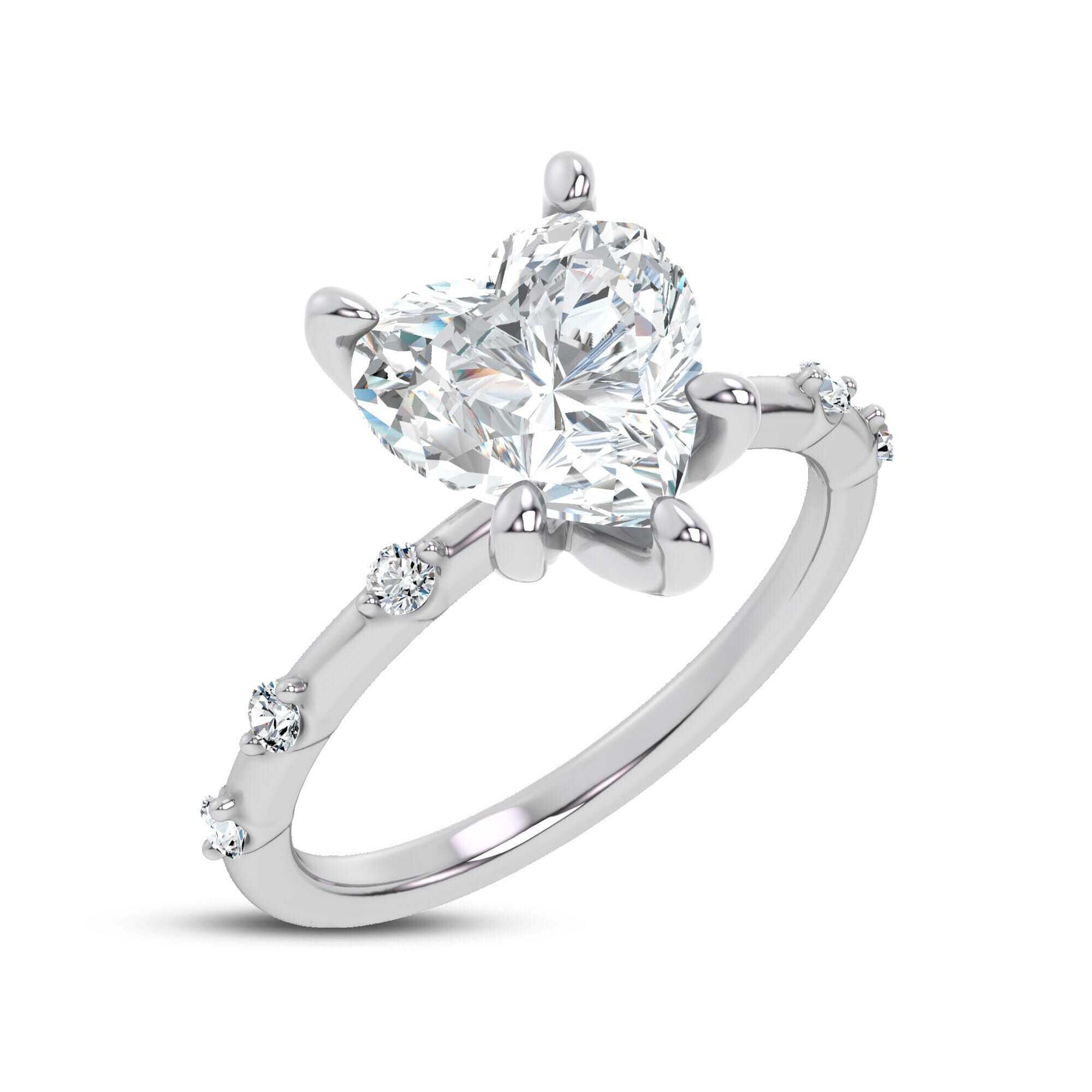Starlight Spaced Diamond Engagement Heart Ring