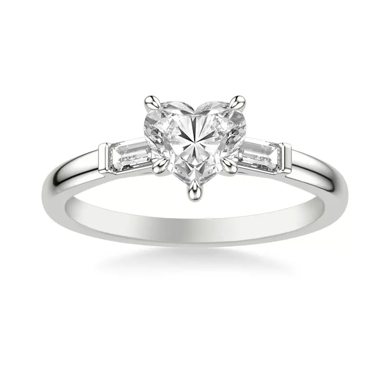 Classic 3-Stone Engagement Heart Ring