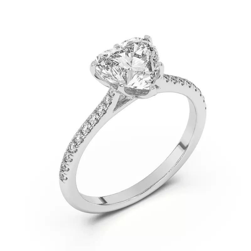 Tulip Inspired 6 Prong Heart Engagement Ring