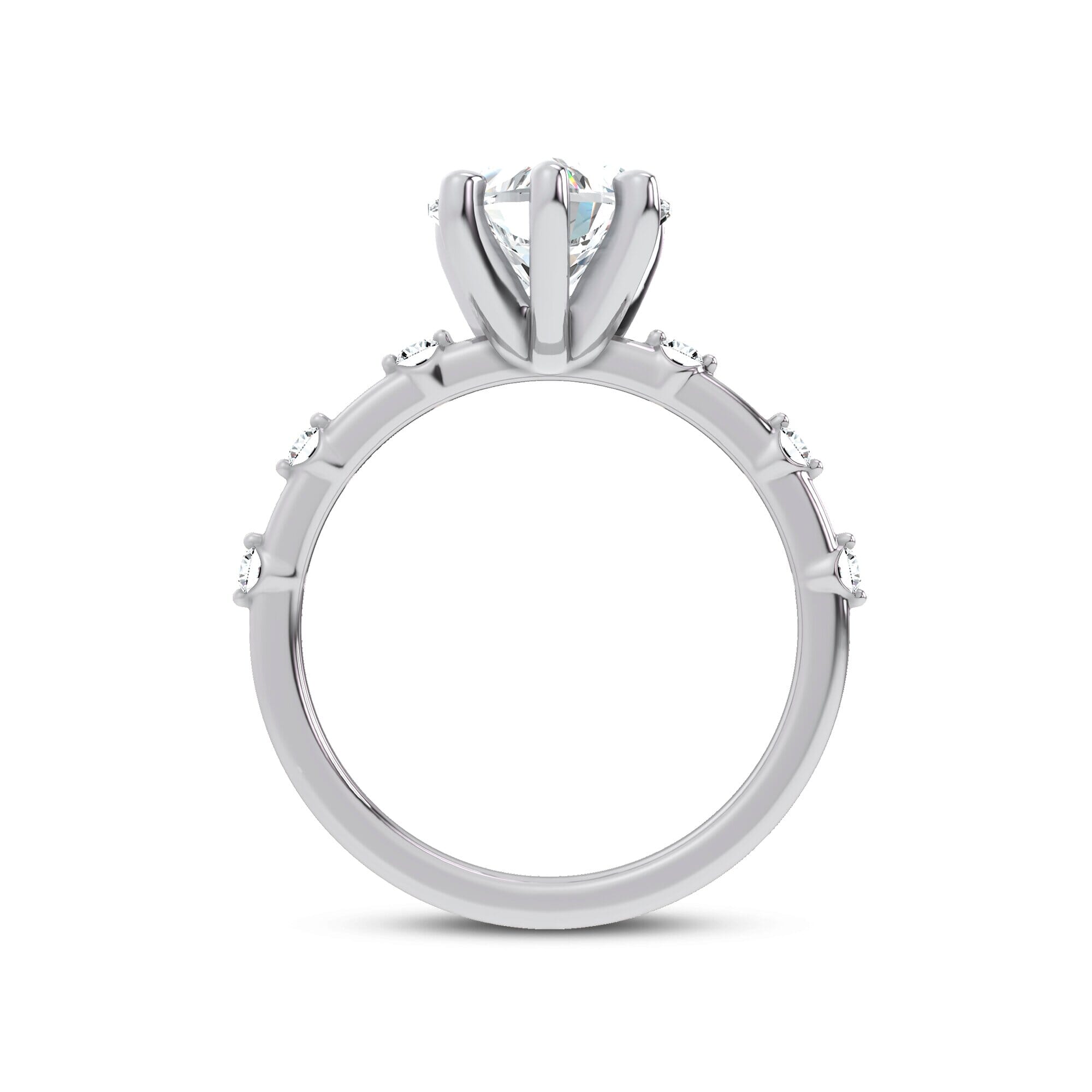 Starlight Spaced Diamond Engagement Heart Ring