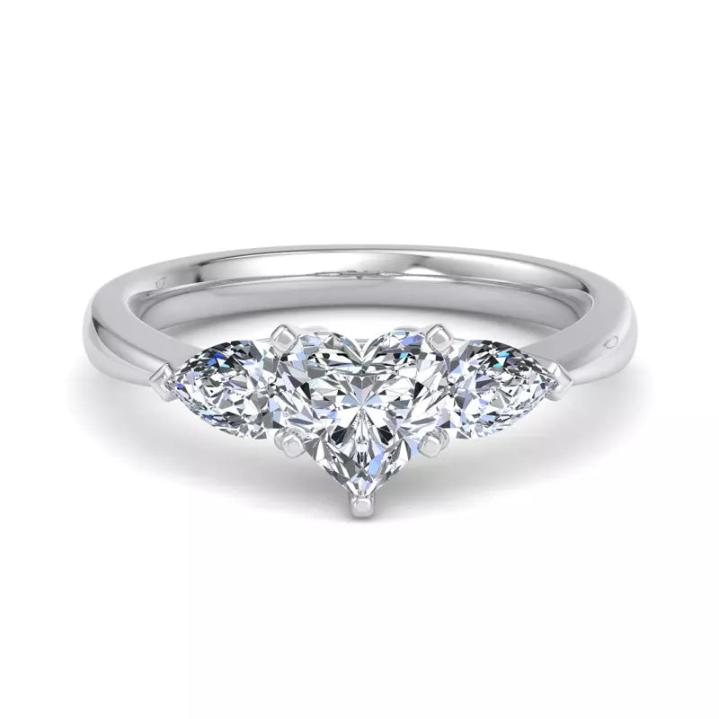 Three-Stone Lab Heart Engagement Ring