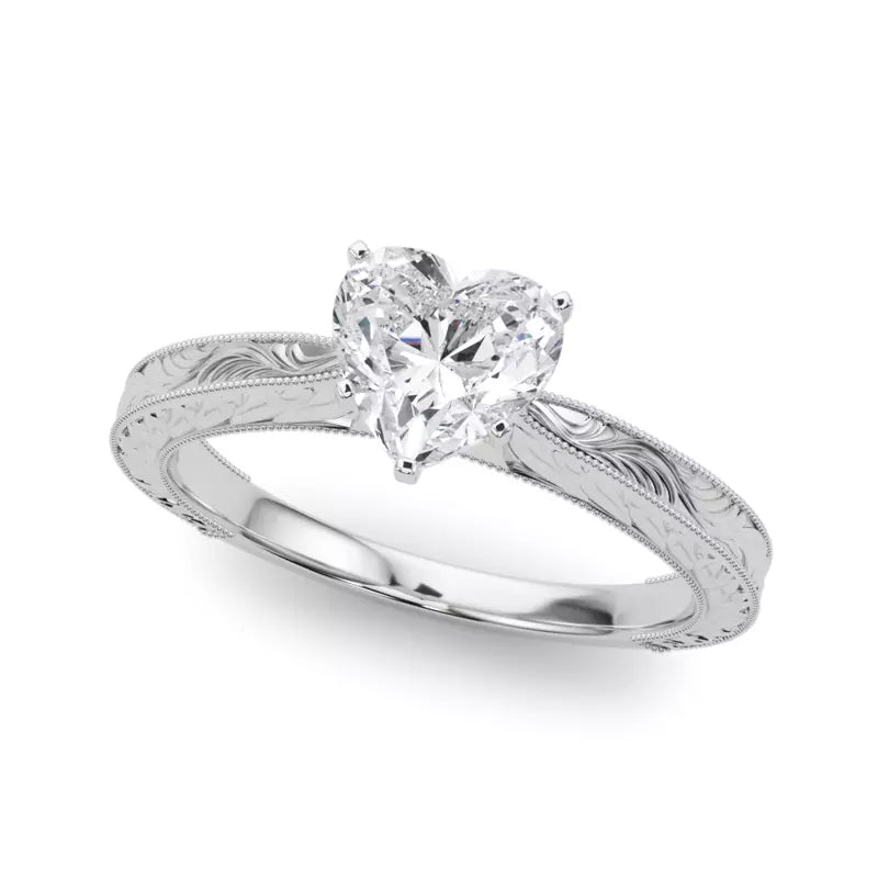 Vintage-Inspired Solitaire Engagement Heart Ring