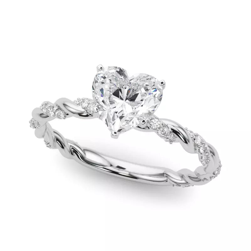 lab Diamond Heart Twist Engagement Ring