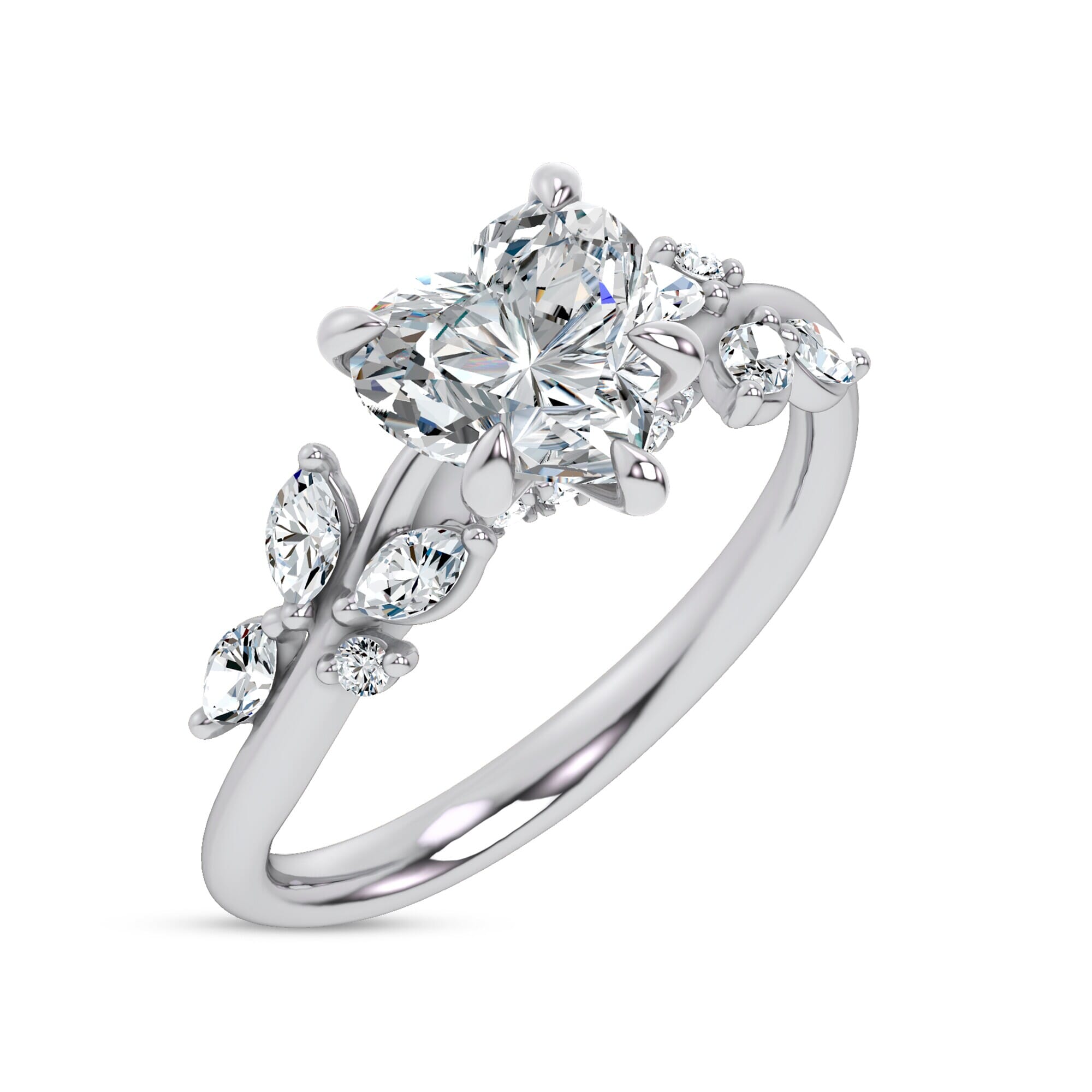 Nature-Inspired Engagement Heart Ring