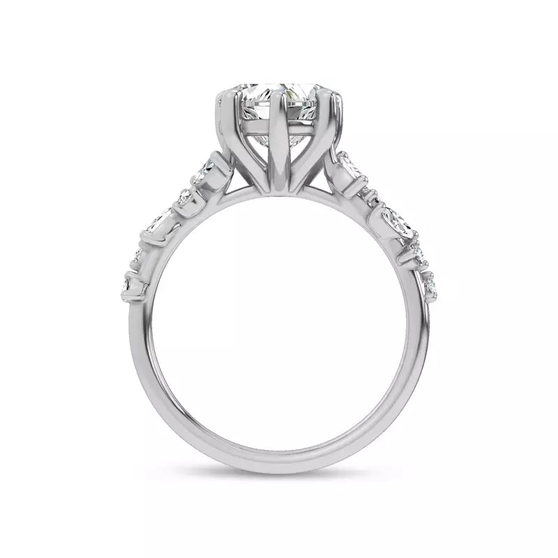 Scattered Diamond Heart Engagement Ring