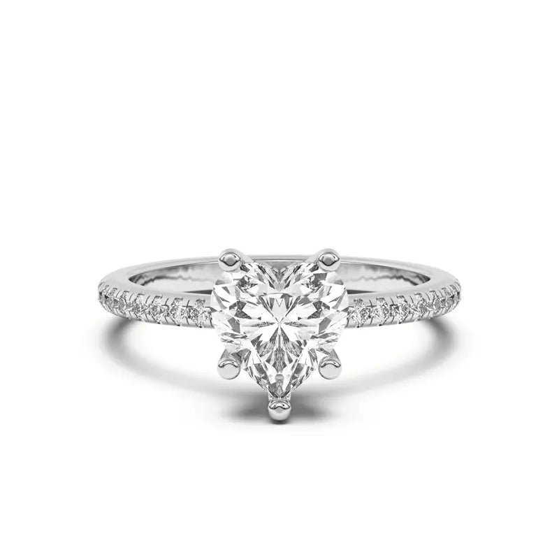 Classic Hidden Halo Pavé Heart Engagement Ring