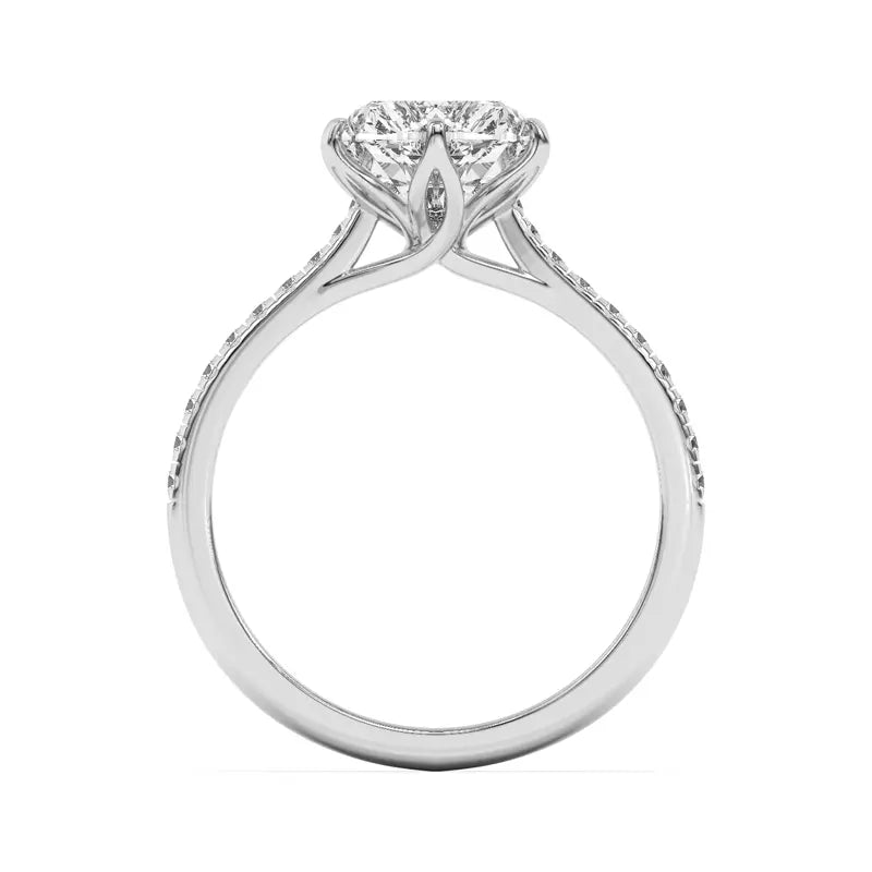 Tulip Inspired 6 Prong Heart Engagement Ring